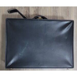 Vtg Hartmann 26" Black Belted Leather Suitcase Luggage Carry-On Read Description